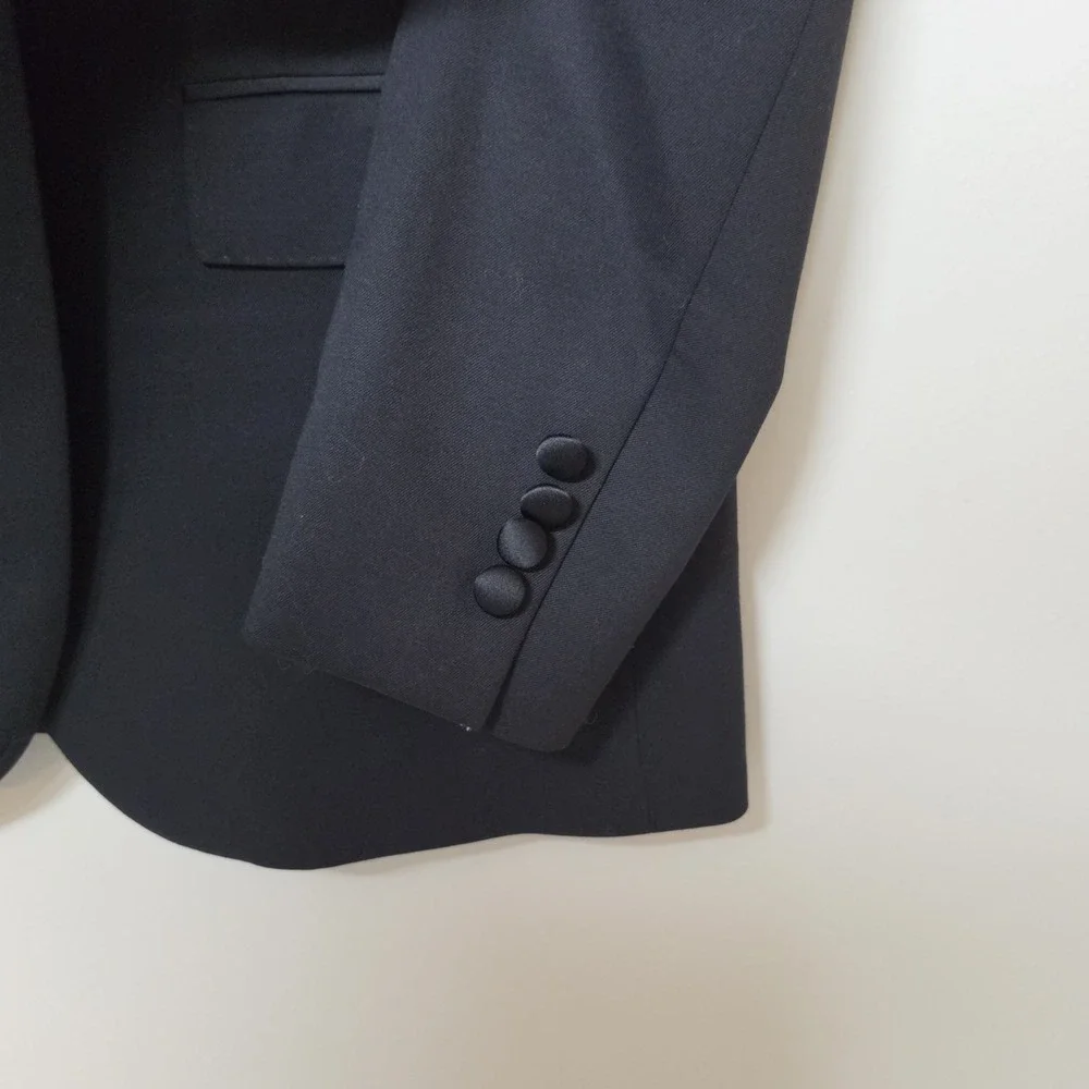 Bonobos Black Tuxedo Jacket 40R Slim Fit Lanificio Comero Wool Satin Lapel